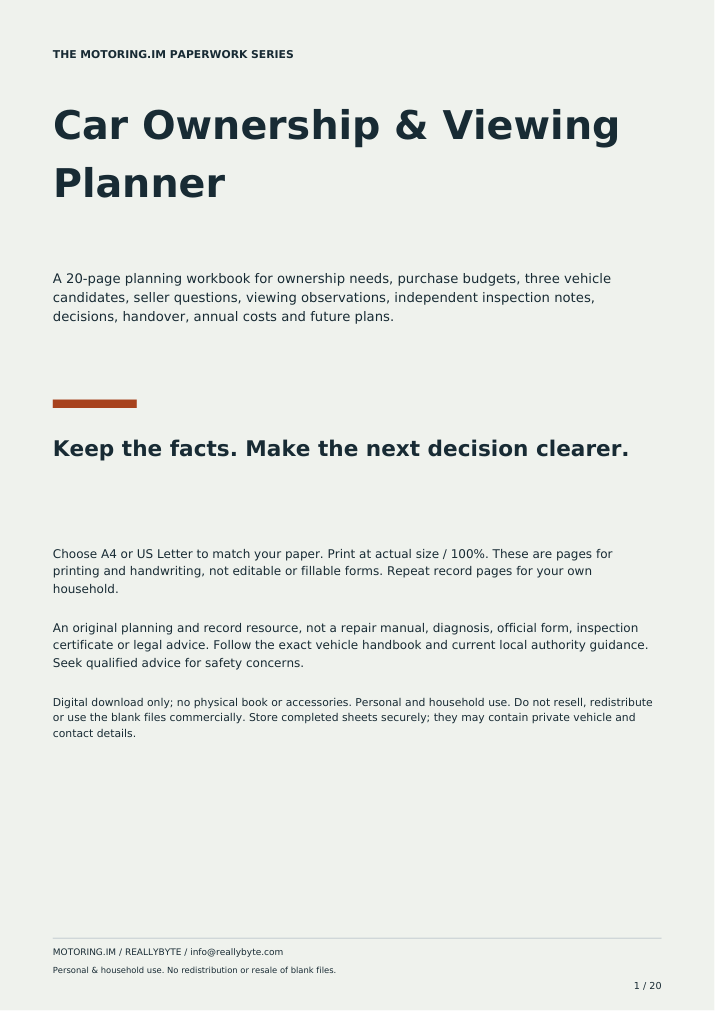 Actual cover of Car Ownership & Viewing Planner